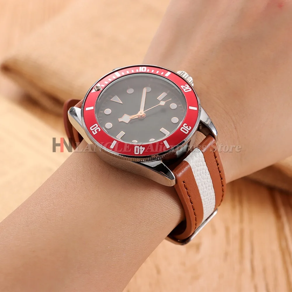 Premium Leather Watch Straps - Elegant Cowhide Bands in Black, Brown, and White