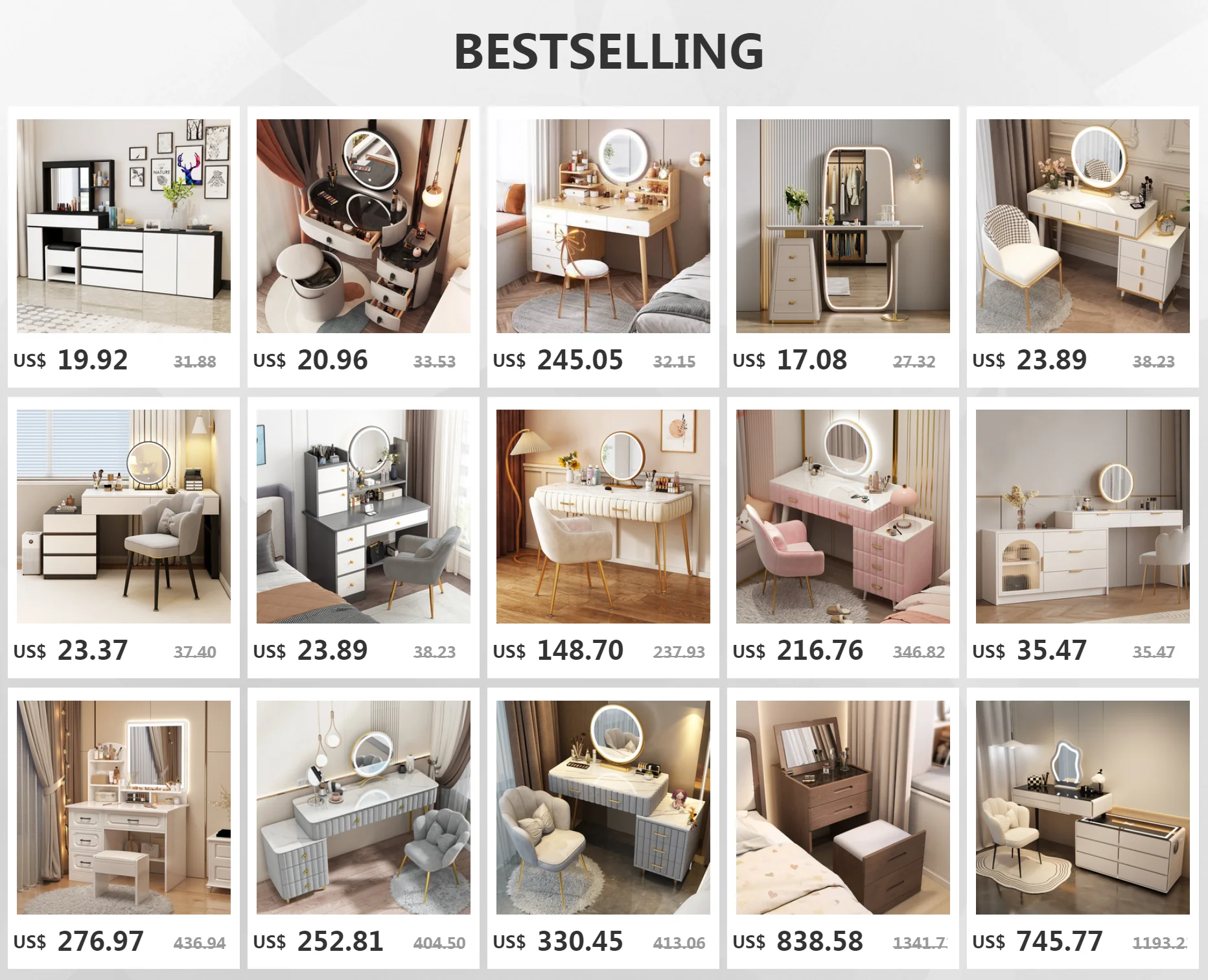 Description Picture 2 of itemVanity Brown Dressing Table Box Classic Organizers Drawers Dressing Table Make Up Sofas Living Room Penteadeira Makeup Tables