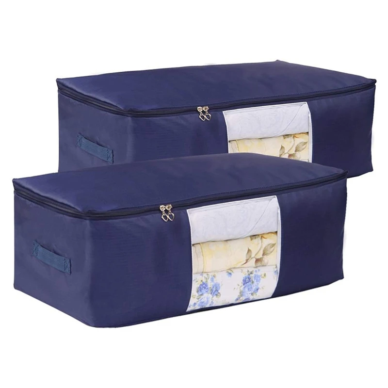 YWDZ-Comforter Storage Bags Containers,Pillow Beddings/Blanket Clothes Organizer Storage Containers With Zippers,Breathable And