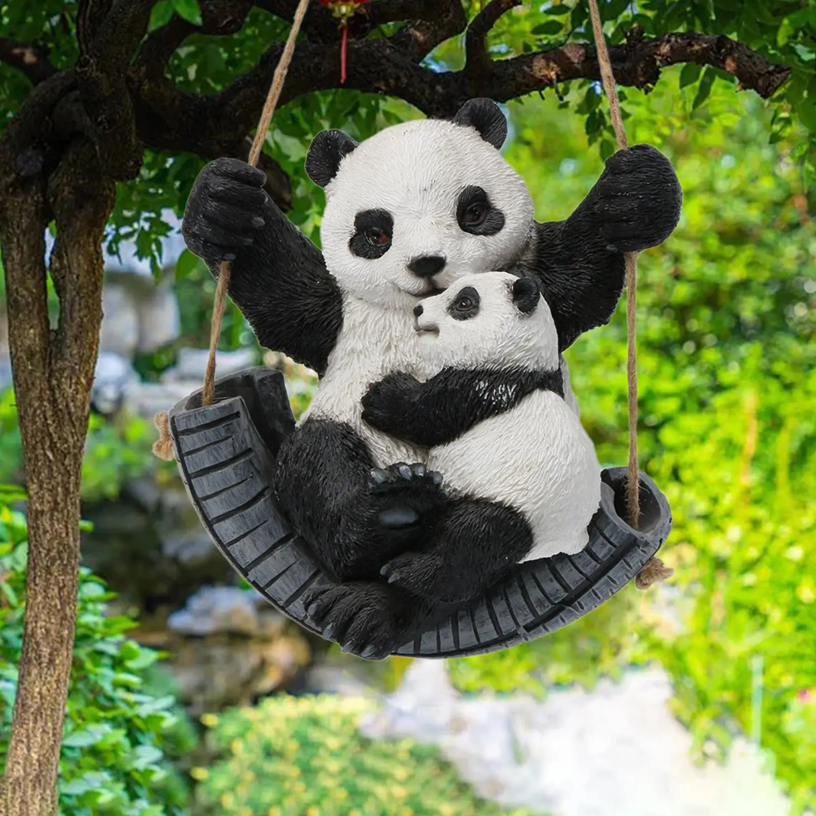 

Подвесная садовая статуя панды, статуэтка, художественное ремесло из смолы, декоративный милый креативный уличный декор для газона, внутреннего дворика, планшетов, заднего двора