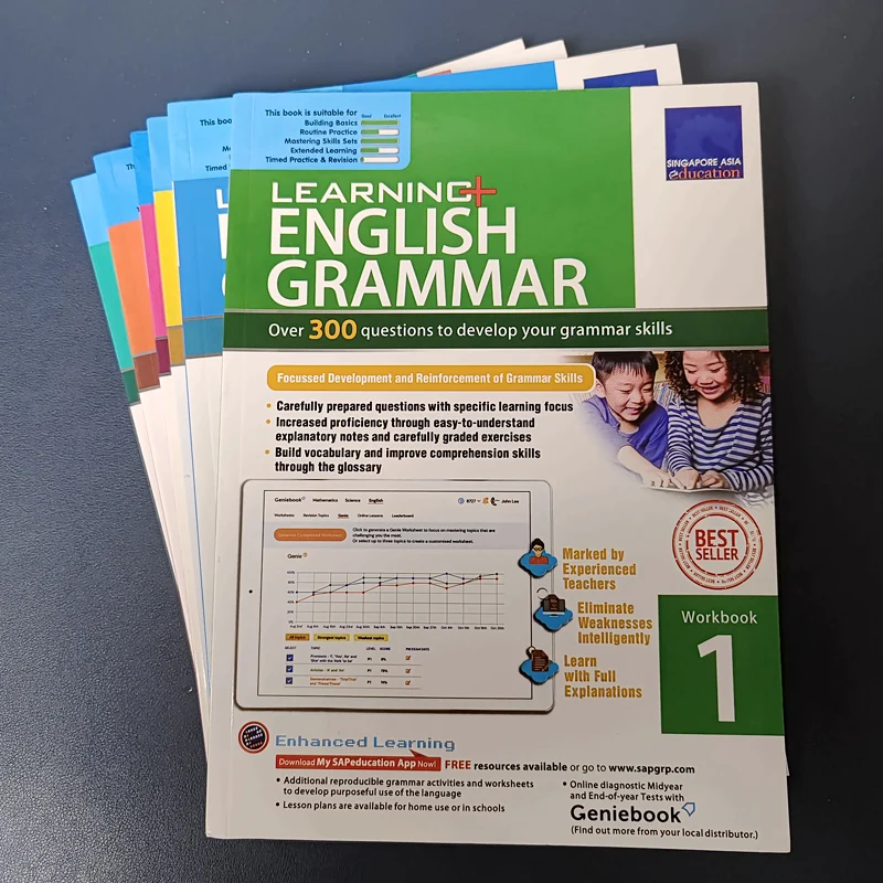 

Singapore's Vocabulary Grammar SAP Learning English Book 1-6st Grade For 8-12 Year Homework Educational Geniebook workbook Books