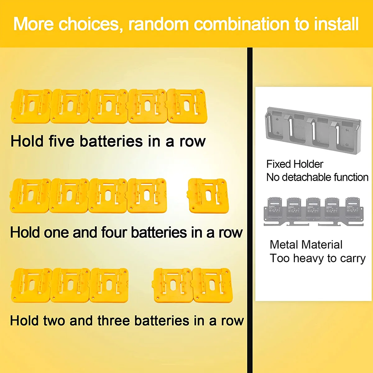 Battery Holder For 20V Battery Plastic Lithium Battery Dock Holder Wall Mount Batteries Storage Hanger for Garage Workshop 4