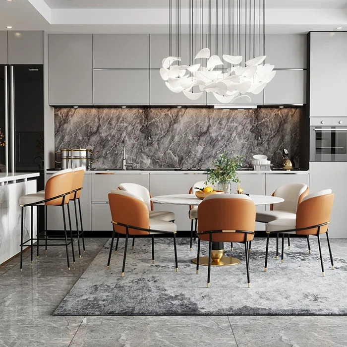 Hot Wholesale Orange Cushion Metal Bar Stool – Modern Luxury 4