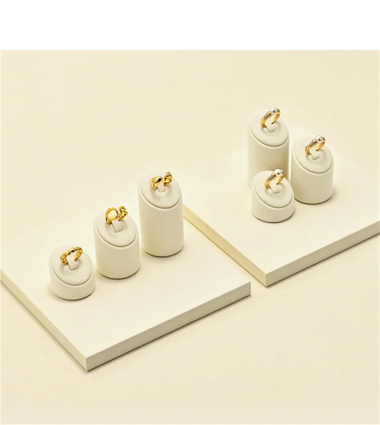 WoodTen 3PCS Set Rings Display Rack Jewelry Display Stand Microfiber Pearl Ring Jade Earring Counter Display Stand Ring Holder