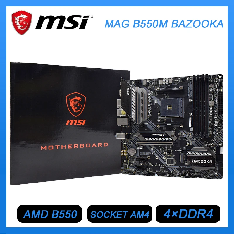  Материнская плата MSI MAG B550M BAZOOKA, материнская плата am4 B550 ddr4 128 ГБ AMD B550 PCI-E 4,0 M.2 SATA 3 USB3.2 Micro ATX для RYZEN 3600 