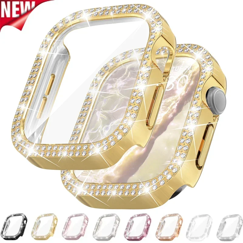 Diamond-Embellished Apple Watch Case with Screen Protector