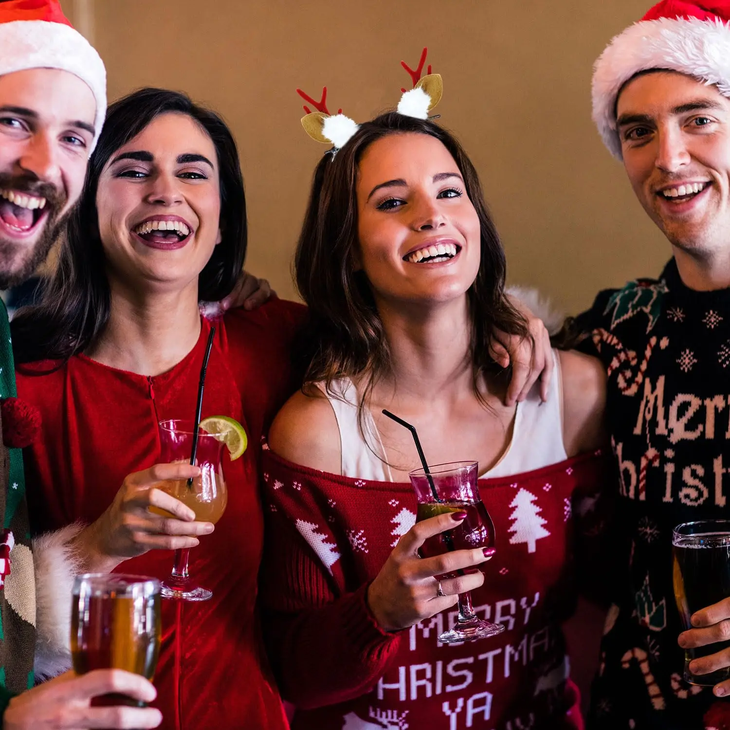 2PCS Christmas Reindeer Antlers Hair Clips, Cute Xmas Deer Horn Hairpins WithPom Poms, Festive Hair Accessories For Christmas