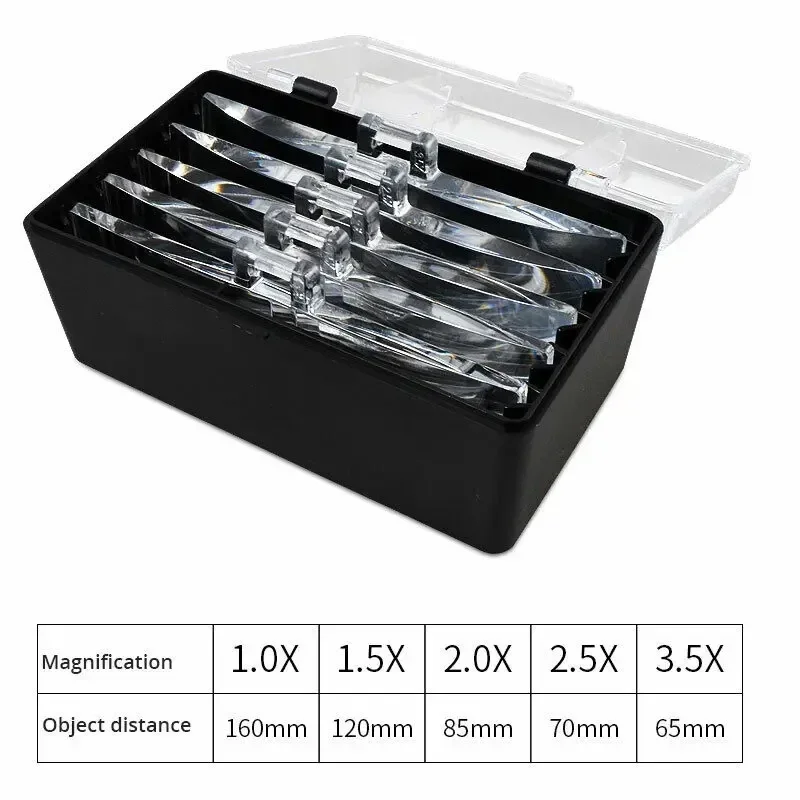 돋보기 LED 헤드 루페(5개 렌즈 포함)(1.0X-3.5X) 보석상 시계 수리용 광학 도구용 밝은 조명 확대경