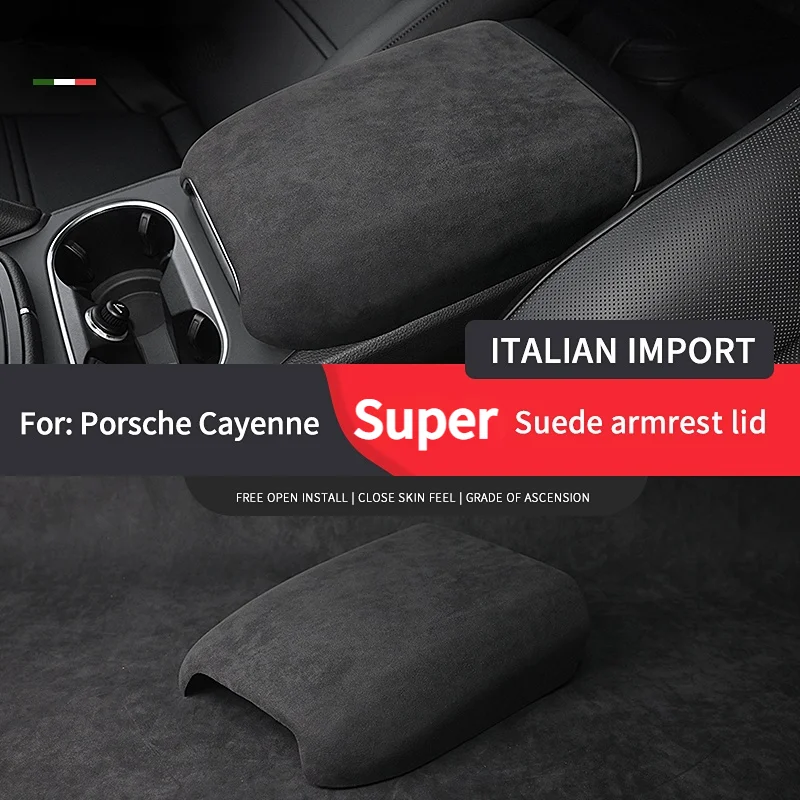 

Italy Super Suede Car Center Console Armrest Storage Box Protective Cover For Porsche Cayenne 2018-2022 Interior Accessories