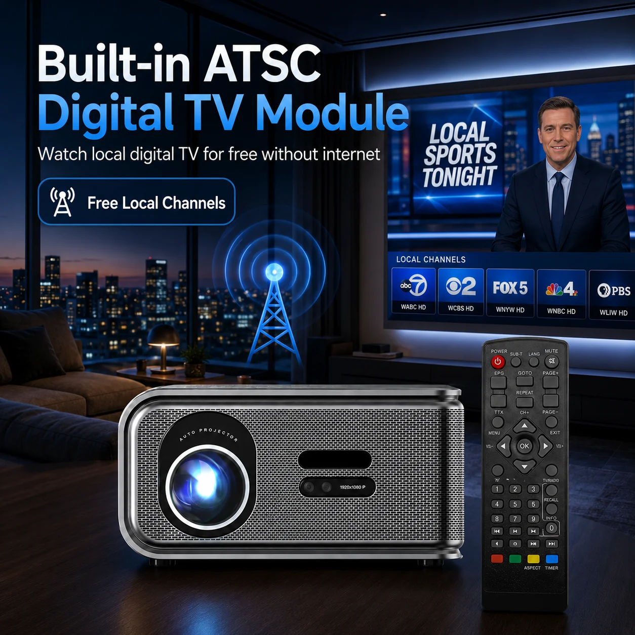 스마트 프로젝터 4K 풀 HD 1920*1080P 2500ANSI LM HDR10+ 구글 플레이 Wifi6 HiFi 스피커 영화용 홈 시어터 ATSC 디지털 TV