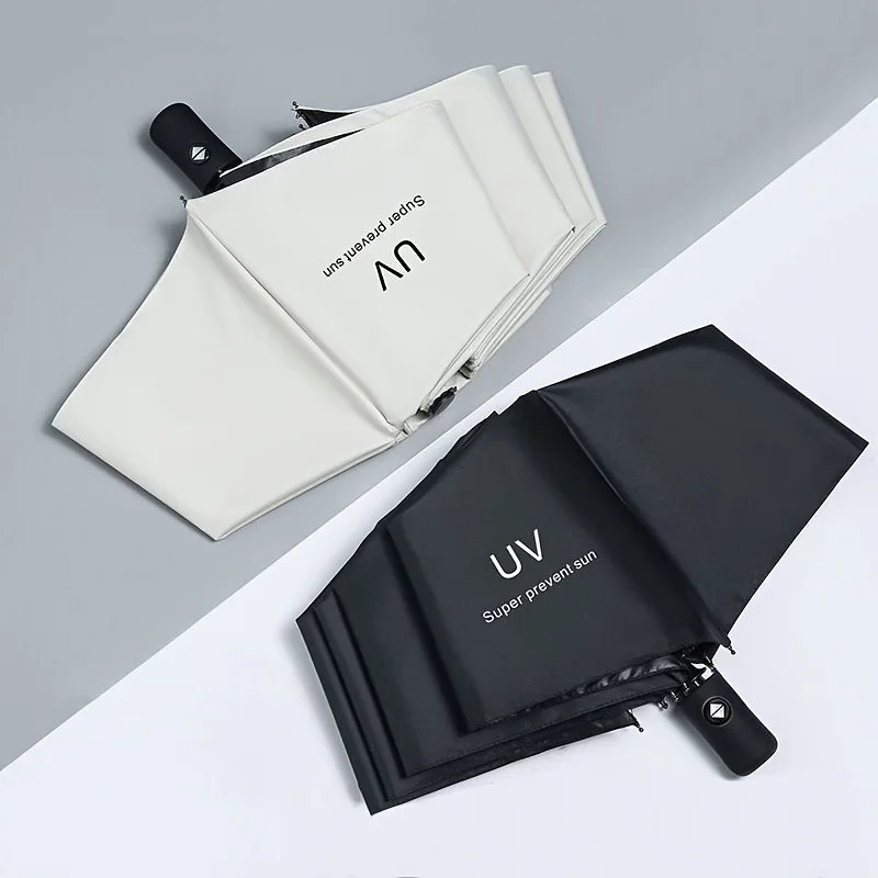 8-Rib 190T Pongee Automatic Folding Umbrella - Compact,Durable, and UV Protective - Perfect for Casual Use by Men and Women