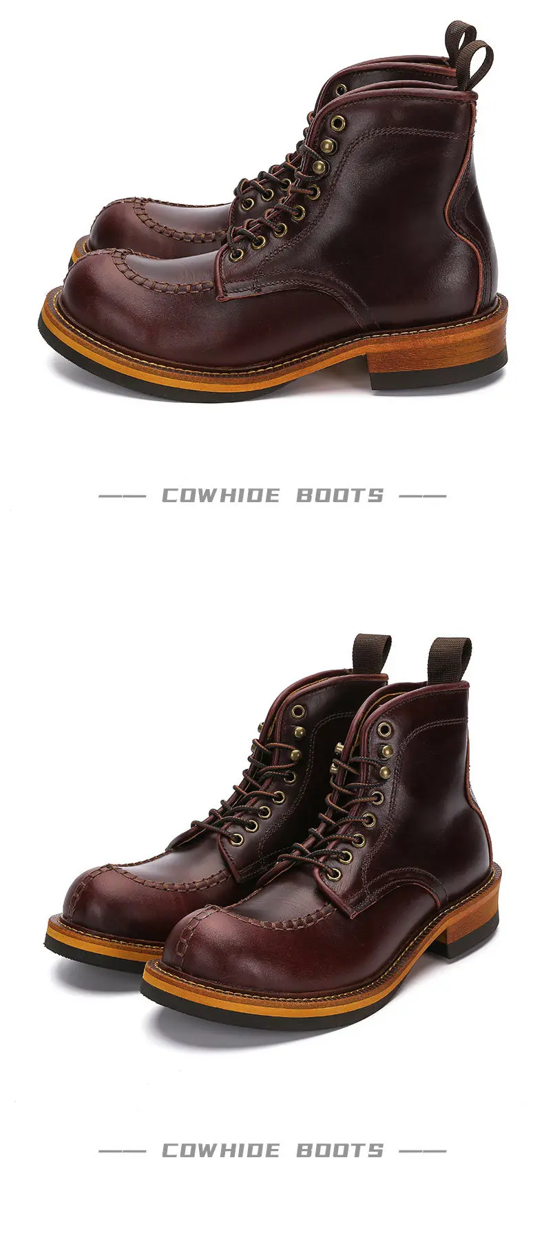 メンズレザーマーティンブーツおしゃれ着回し春夏秋 Lace-up chunky sole Martin boots British boots メンズ レース