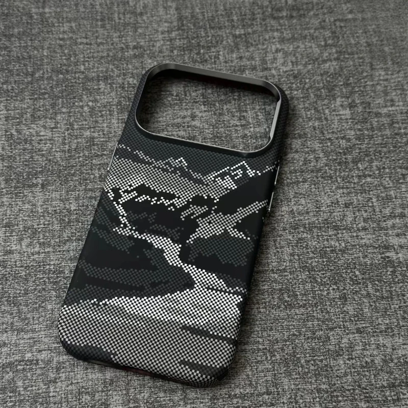 Magnetic Carbon Fiber Wireless Phone Case with Camera Lens Protection