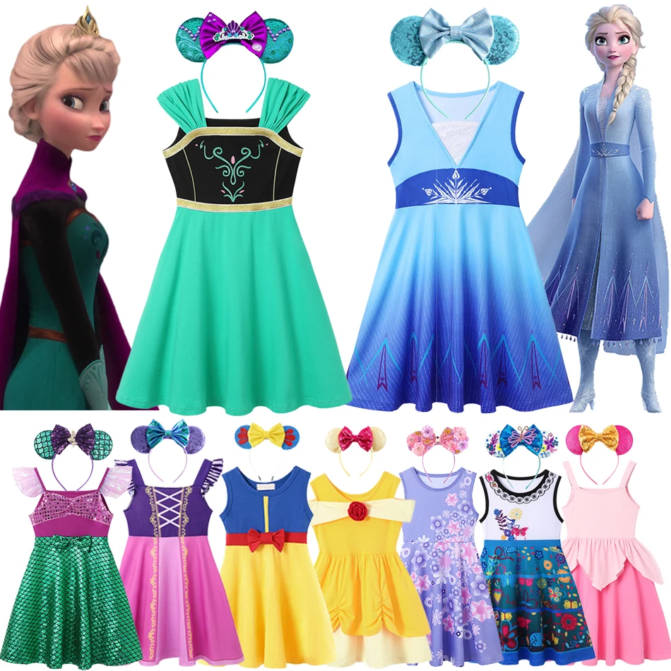 

Frozen Elsa Anna Rapunzel Children Fancy Clothes Aurora Ariel Baby Girls Casual Princess Dresses Isabela Costumes Kids Vestidos