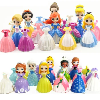 Disney Princess Toys Frozen Elsa Cinderella Ariel Alice Magic Clip Dress Clothes Change Figures Dolls