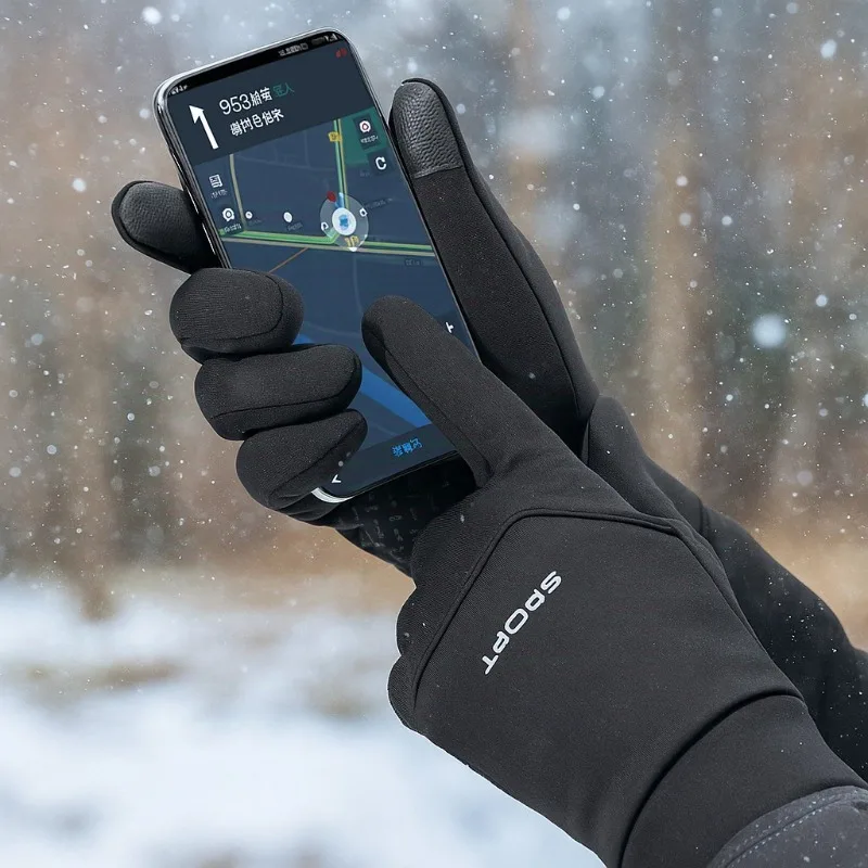 Autumn Winter Touchscreen Thermal Gloves for Men Women Warm Plush Outdoor Sports Windproof Cold Proof Cycling Skiing Gloves