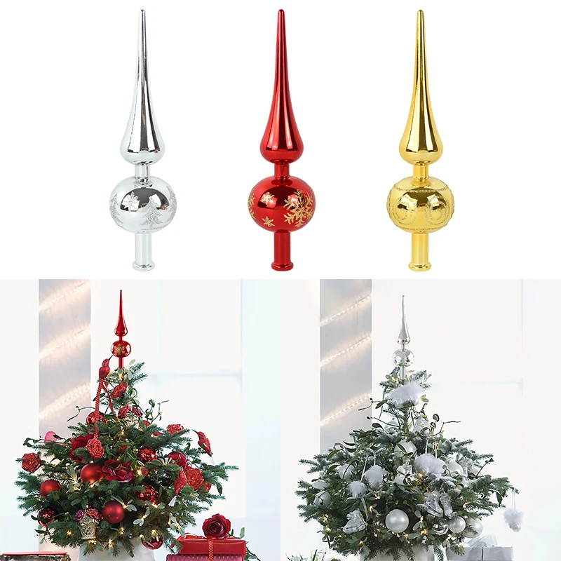 23cm Christmas Tree Topper Red Gold Silver Tip Shaped Ornaments Gourd Ball Hanging Pendant Xmas Decor for Home Navidad christmas tree decoration
