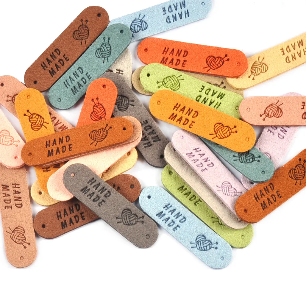 20Pcs 4.5x1.2cm 15Colors Mixed Leather Embossed Labels Sewing Accessories 2holes Garment Tag leather labels,clothing labels,leather tags,garment labels,sewing labels