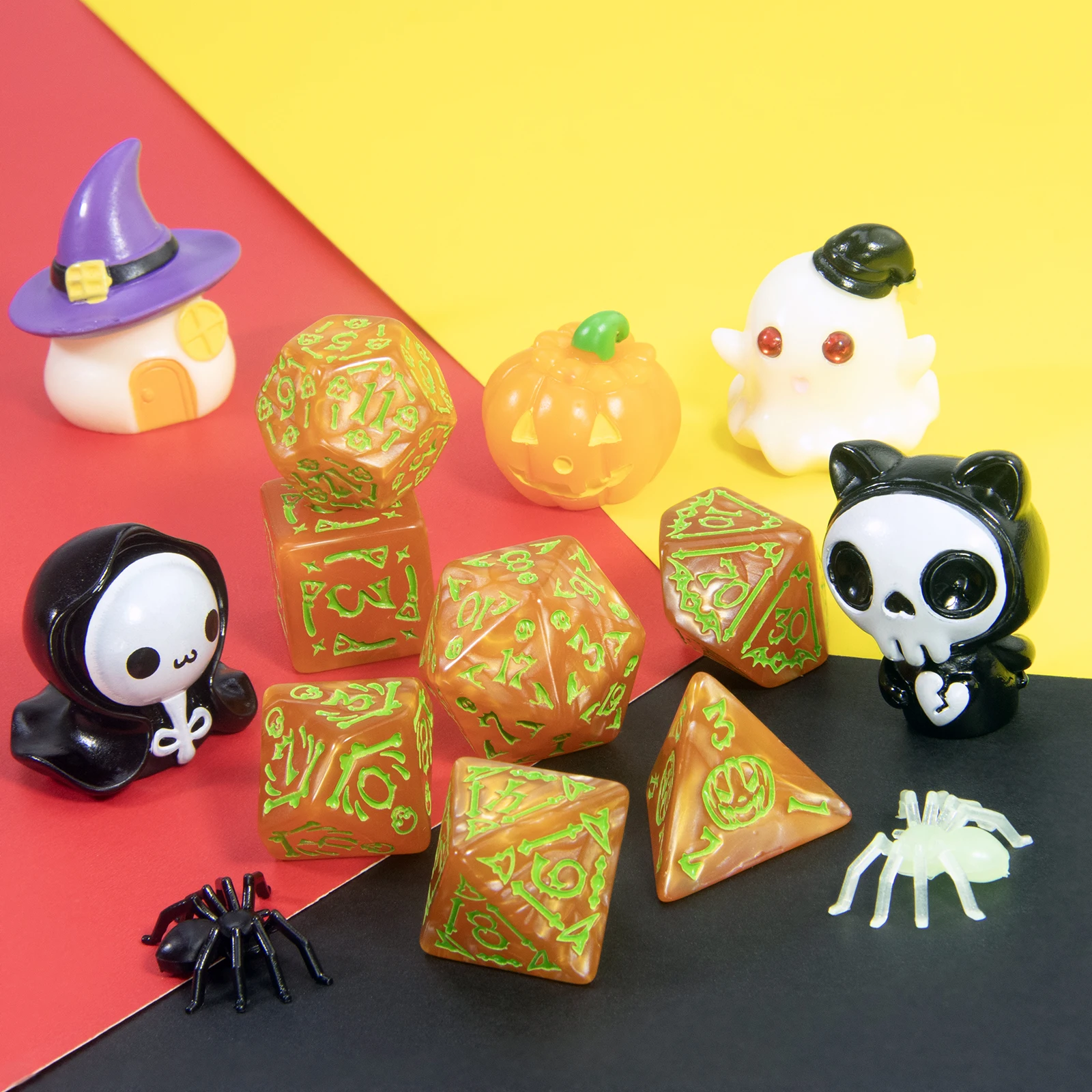 휴일 선물 다면체 주사위 D4-D20으로 보드 게임에 대 한 7pcs DND 주사위 할로윈 테마 주사위