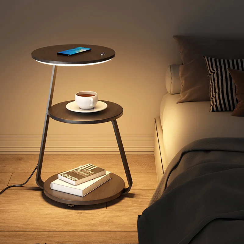 New Bedroom Floor Lamp Wireless Charging Nightstands Living Room Shelf Coffee Table Lamp Design Sofa Side Bedside Marble Table