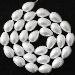 Elegant White Teardrop Pearl Beads for Jewelry Crafting & Design (9x13mm Pure white)