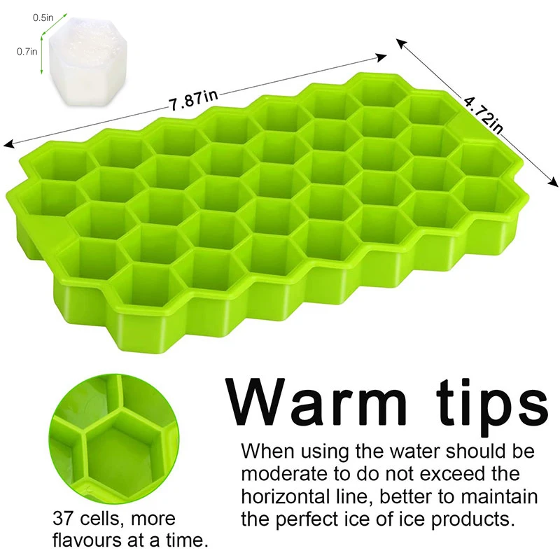 SILIKOLOVE Thicker Honeycomb Ice Cube Trays Reusable Silicone Ice cube Mold BPA Free Ice maker with Removable Lids 5