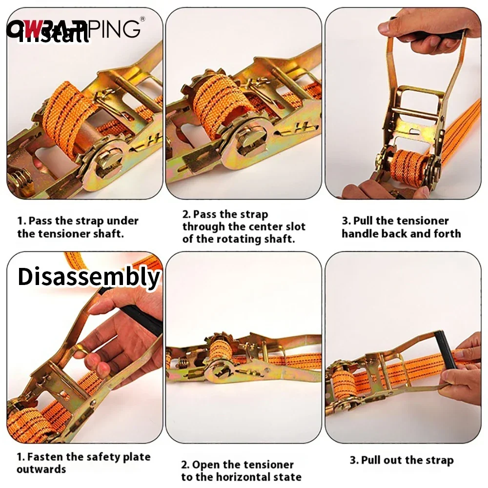 Heavy-Duty Elastic Ratchet Strap with Hooks for Secure Cargo Fastening
