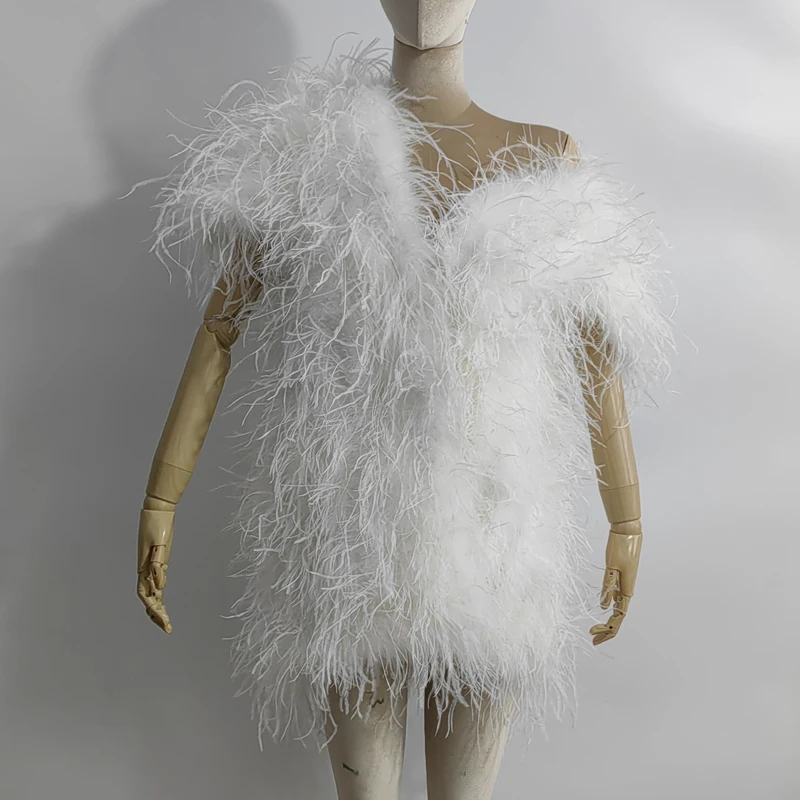 Echte natürliche Straußen fell Schal Bluse Hochzeit Schal Strauß Haar Weste Braut jacke Echtpelz Mantel anpassbar – Detail 5
