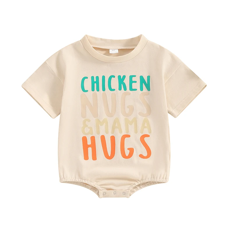 

Baby Summer Romper Letter Print Farm Chicken Short Sleeve Newborn Jumpsuit for Toddler Boy Girls Cute Clothes