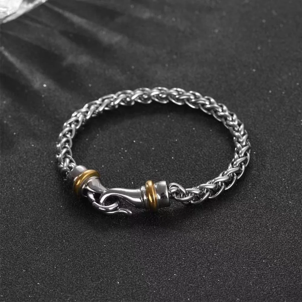 Le Han Jewelry Silver Twist Chain Men Bracelet With Lobster Clasp