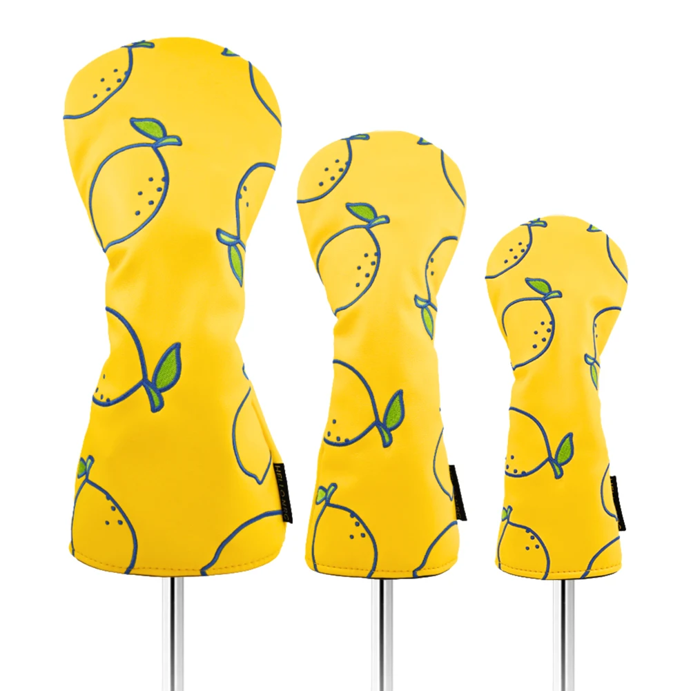 Golf Headcovers Fruit Pattern PU Leather Protector Set For Driver Fairway Hybrid Waterproof Club Head Covers Golf Supplies