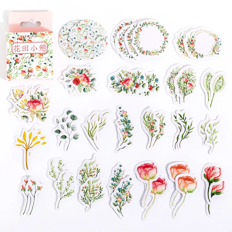 

45pcs Fresh plant flower Decorative Stickers Scrapbooking Stick Label Diary Journal Stickers Stationery Album Stickers