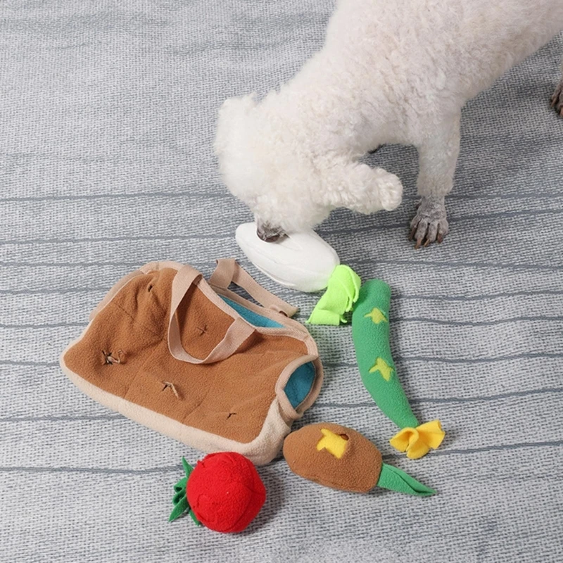 

Dog Toy Inter-active Cute Plushes Vegetable Squeak Chew Toy Snuffle Hide & Seek for Medium Dogs Improve Intelligence