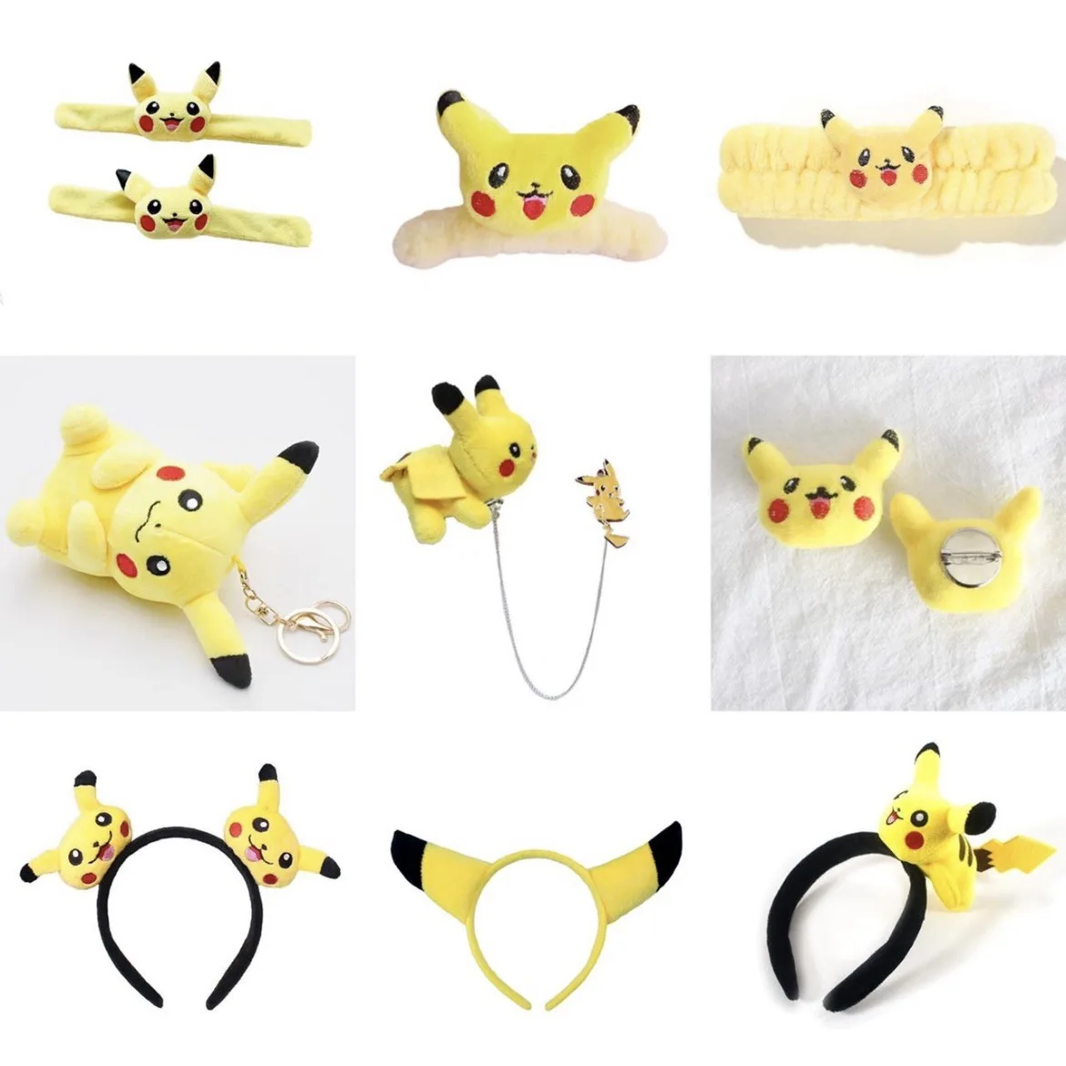 

[TAKARA TOMY] Pokemon Cartoon Pikachu Doll Headband Headwear Cute Hair Rope Washing Face Brooch Hair Claw Headdress A22101401