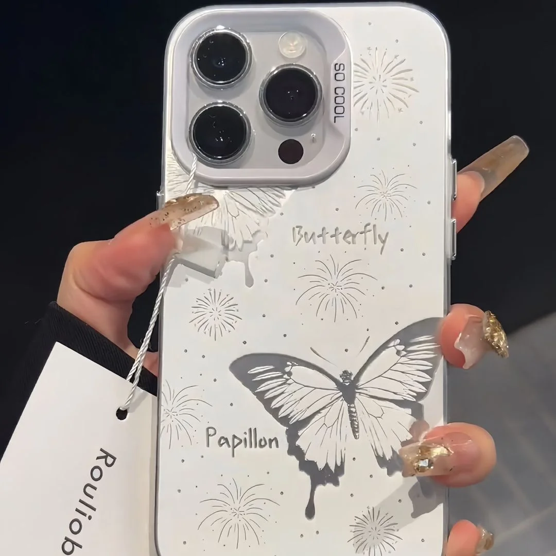Luxury Colorful Hollow Butterfly Matte Phone Case