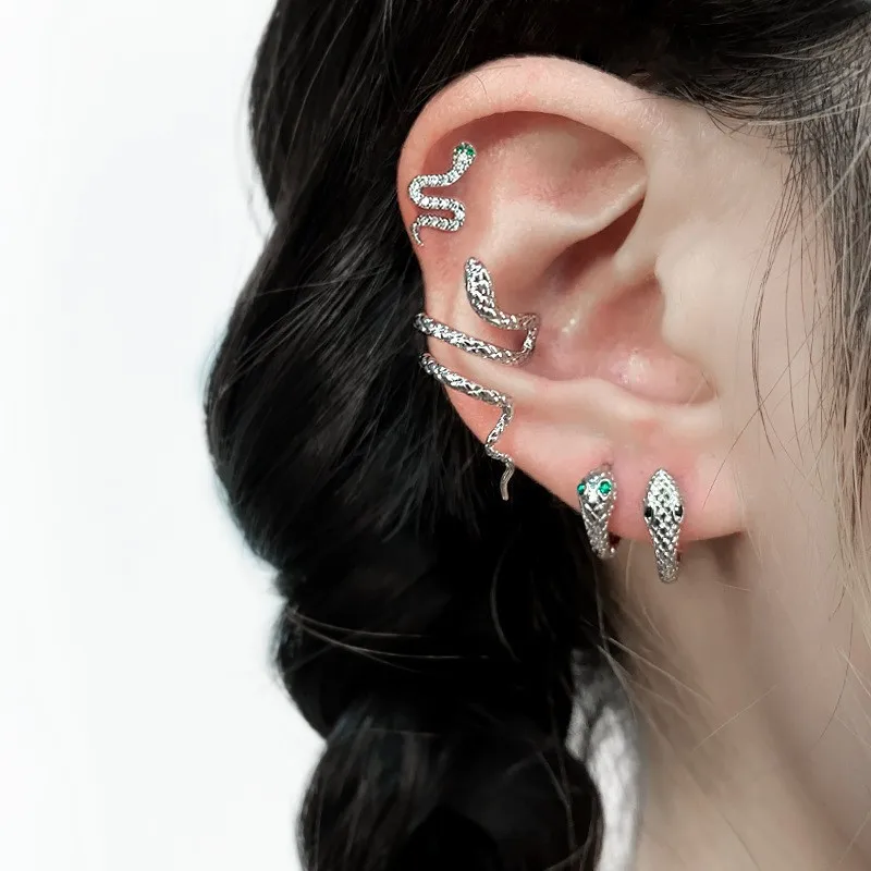 1Piece Vintage Snake Wrap Ear Cuff Stud Earring For Women Men Gothic Jewelry