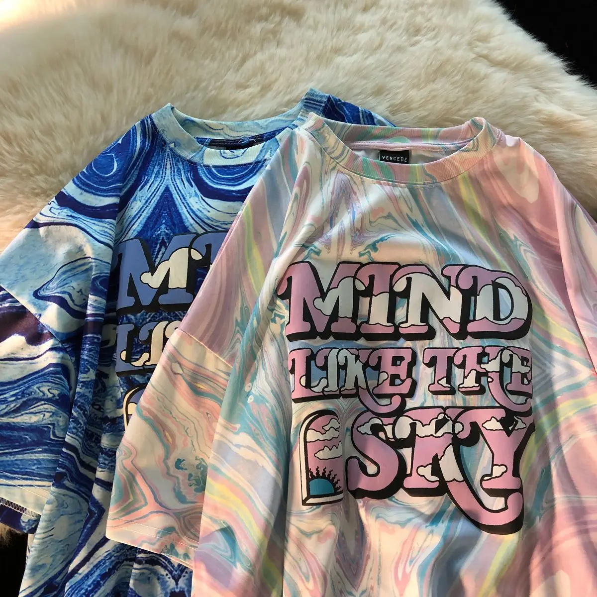 

Design niche tie-dye short-sleeved T-shirt women's summer loose Korean style ins trendy Harajuku style half-sleeved y2k tops emo