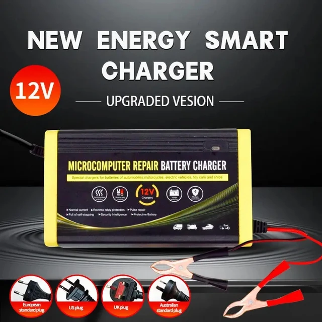 Car Battery Charger 12V Pulse Repair LCD Display Smart Fast Charge AGM Deep  cycle GEL Lead-Acid Charger For Auto Motorcycle - AliExpress