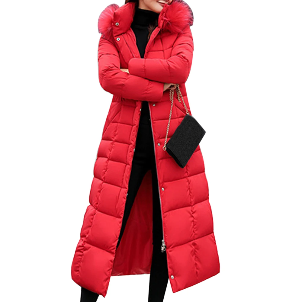 Women Long Coats Parka Winter Female Casual Solid Color Zipper Pocket Cotton Padded Warm Hooded Maxi Puffer Coat Jacket 6 Colors