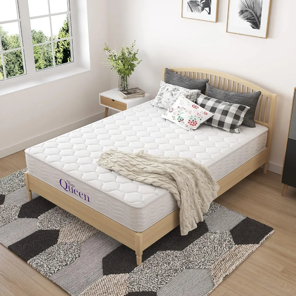 

8 Inch Innerspring Queen Size Medium Firm Memory Foam Mattress, Bed in a Box,White