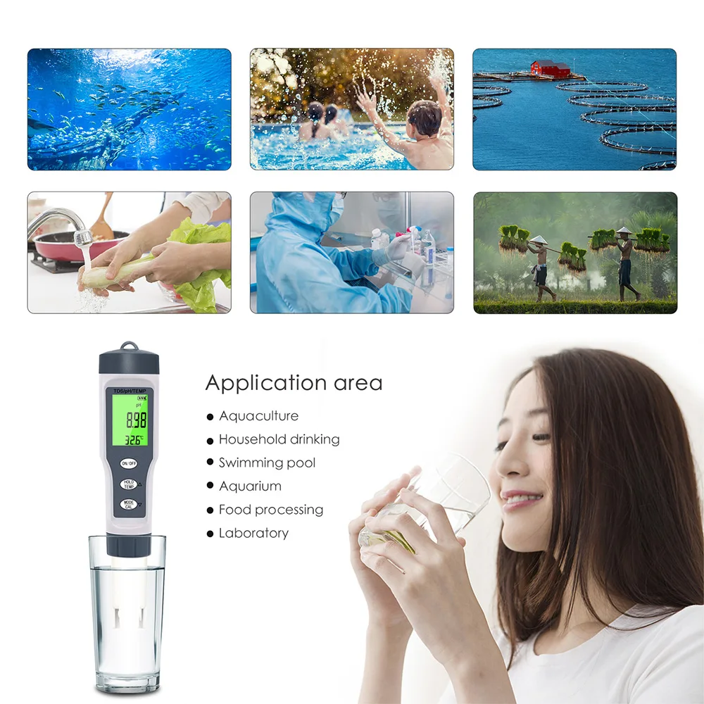 NOYAFAEZ-9901 High Quality PH Meter 3 in1 TDS/Temp Water Quality Tester Pen Conductivity Detector Monitor Purity Measure Tool 5