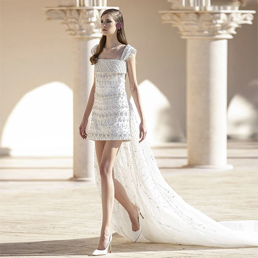 

Очаровательные тяжелые женские платья с квадратным вырезом для выпускного вечера из Саудовской Аравии платье со шлейфом для вечерние