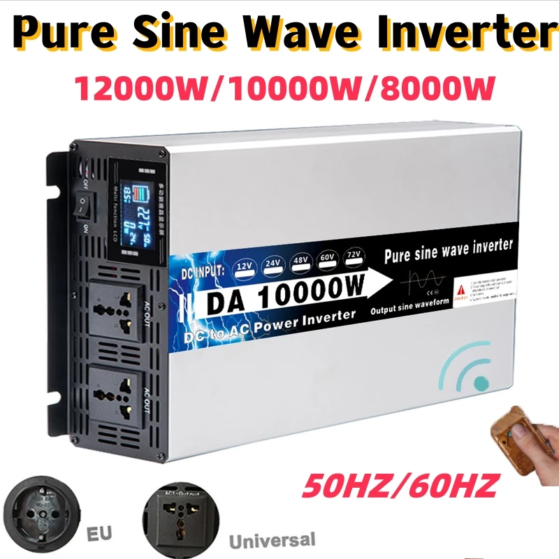 Inverter Solare 10Kw 10000W 12000W Potenza Inverter A Onda Sinusoidale Pura Inverter 24V 110V Onda Pura 12V 48V 220V Convertitore Di Tensione Per Auto
