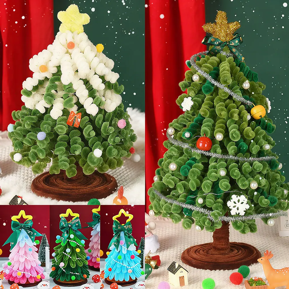 Handmade 18/20CM DIY New Year Gift Artificial Christmas Tree Desktop Christmas Tree Decoration Office Home Christmas Decor