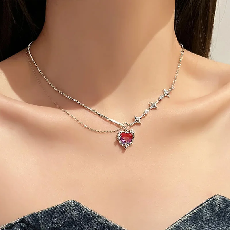 VVV☆[SET] HEART STAR CROSS LAYERD NECKLACE SET] HEART STAR CROSS LAYERD NECKLACE - VVV | 60% - Asian