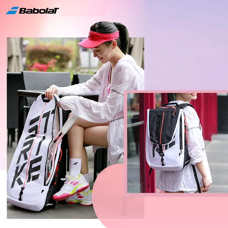 Babolat Pure Strike Tennis Backpack Tim Court Same Type 2 Usages Tennis Rackets Bag 1-3 Pack Large Capacity Beach Tenis Backpack