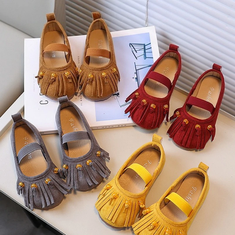 Leather Kids Ballet Shoes Girls Slip On Flats Loafers