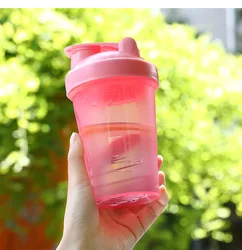 Leeseph Leak-Proof Shaker Bottle with Shaker Balls - BPA-Free Pre-Workout & Drink Mixer Cup - 401-500ml (Pink 400ml)