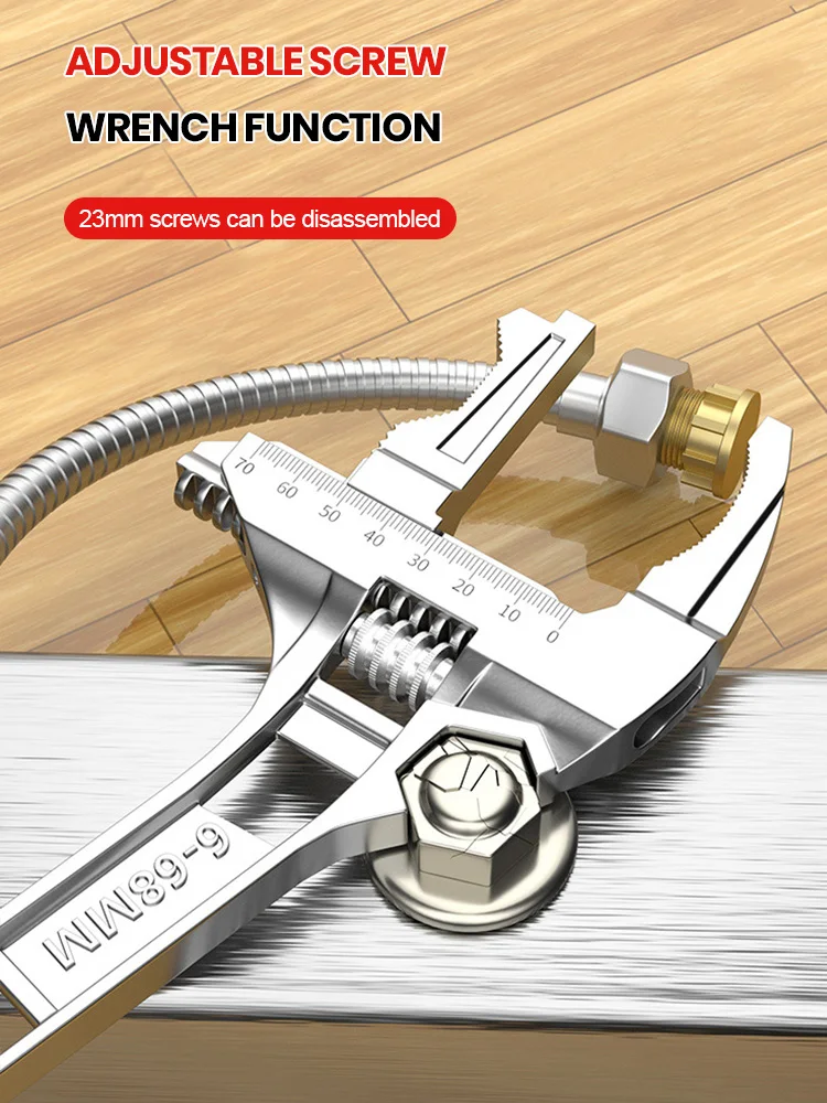 Adjustable Wrench Universal Live Mouth Spanner 6-68mm Adjustable Large Opening Wrench Kitchen Bathroom Pipe Wrench Hand Tools