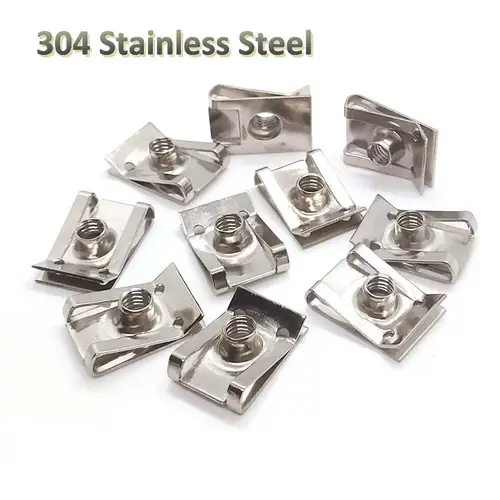 10pcs Stainless Steel U Type Clips Plate Leaf Spring Nut M6 M5 M4 M8 8mm 5mm 6mm 4mm Reed Nuts for Car Motorcycle Scooter ATV - Image 2